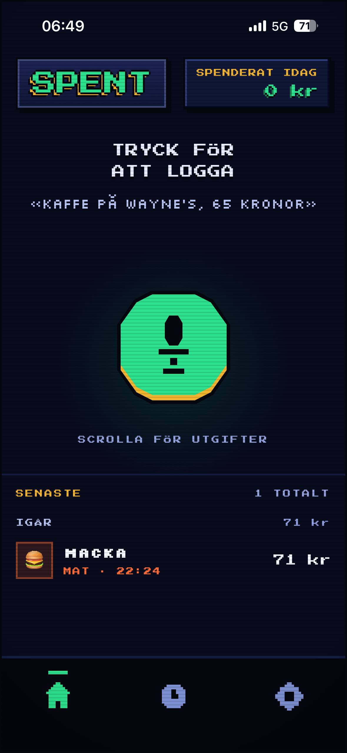 SPENT app screenshot